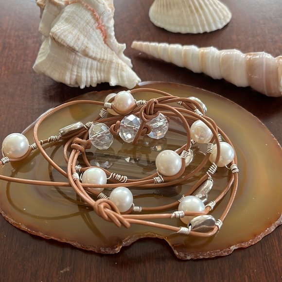 Freshwater Pearls on Triple Wrap Bracelet OOOK - Picture 3 of 5